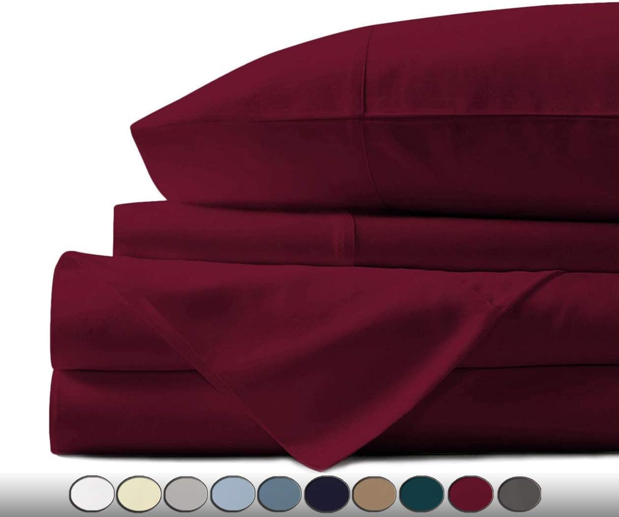 4 Piece Sheet Set- Egyptian Cotton 600 Thread Count - Luxury Bedding Set Fits Up to 15 Inches Deep Pocket - 4 Piece Sheet Set (Cal-King Size, Burgundy)