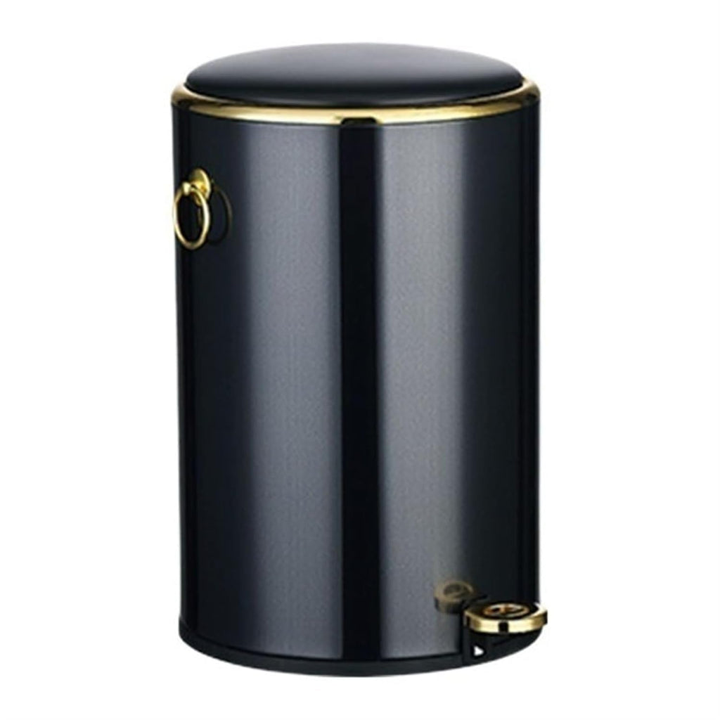 Fashionable Indoor Garbage Bin, Round Stainless Steel Trash Can with Lid, Soft-Close Pedal Trash Can with Side Handle, Removable Liner, for Living Room Bedroom, Bathroom, Office ,Get More Storage(Blac