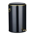 Fashionable Indoor Garbage Bin, Round Stainless Steel Trash Can with Lid, Soft-Close Pedal Trash Can with Side Handle, Removable Liner, for Living Room Bedroom, Bathroom, Office ,Get More Storage(Blac