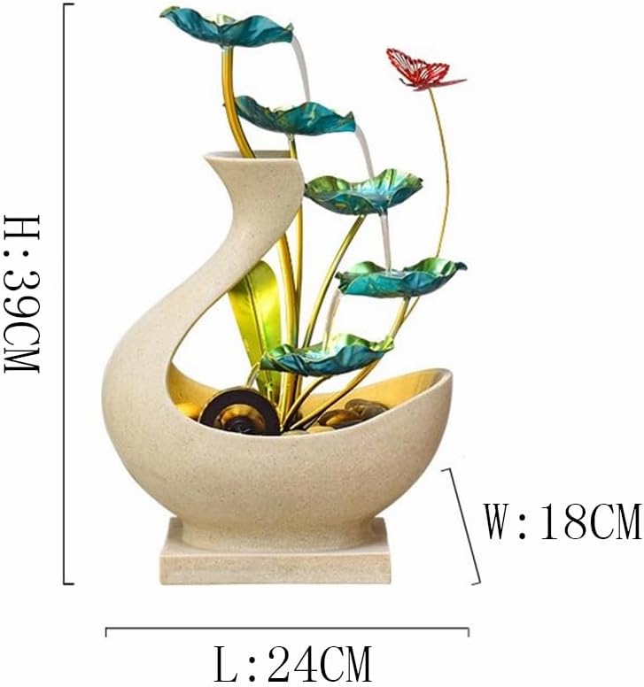 Tabletop Fountains Iron Desktop Fountain Circulating Water Lotus Decoration Zen Meditation Ornament Indoor Fountains