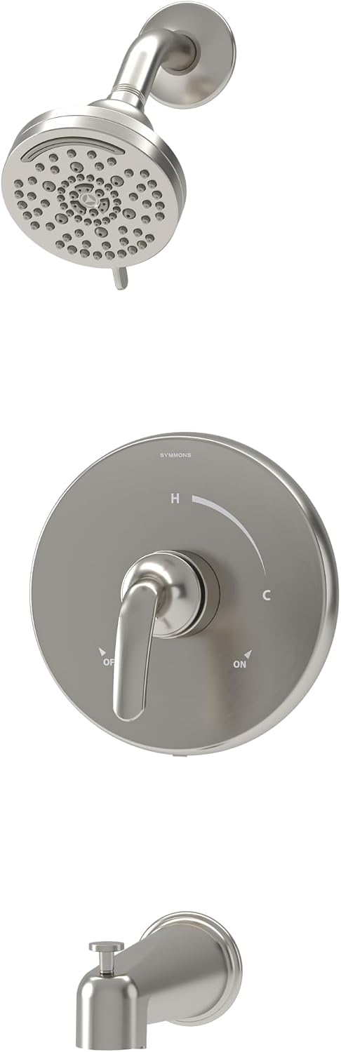 Symmons Elm Single Handle Wall Mounted Tub and Shower Trim Kit with Diverter Lever in Satin Nickel (Valve Not Included) - 5592STN15TRM