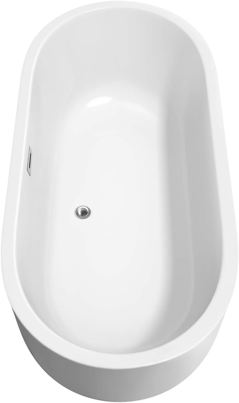 Juliette 67 inch Freestanding Bathtub in White with Polished Chrome Drain and Overflow Trim