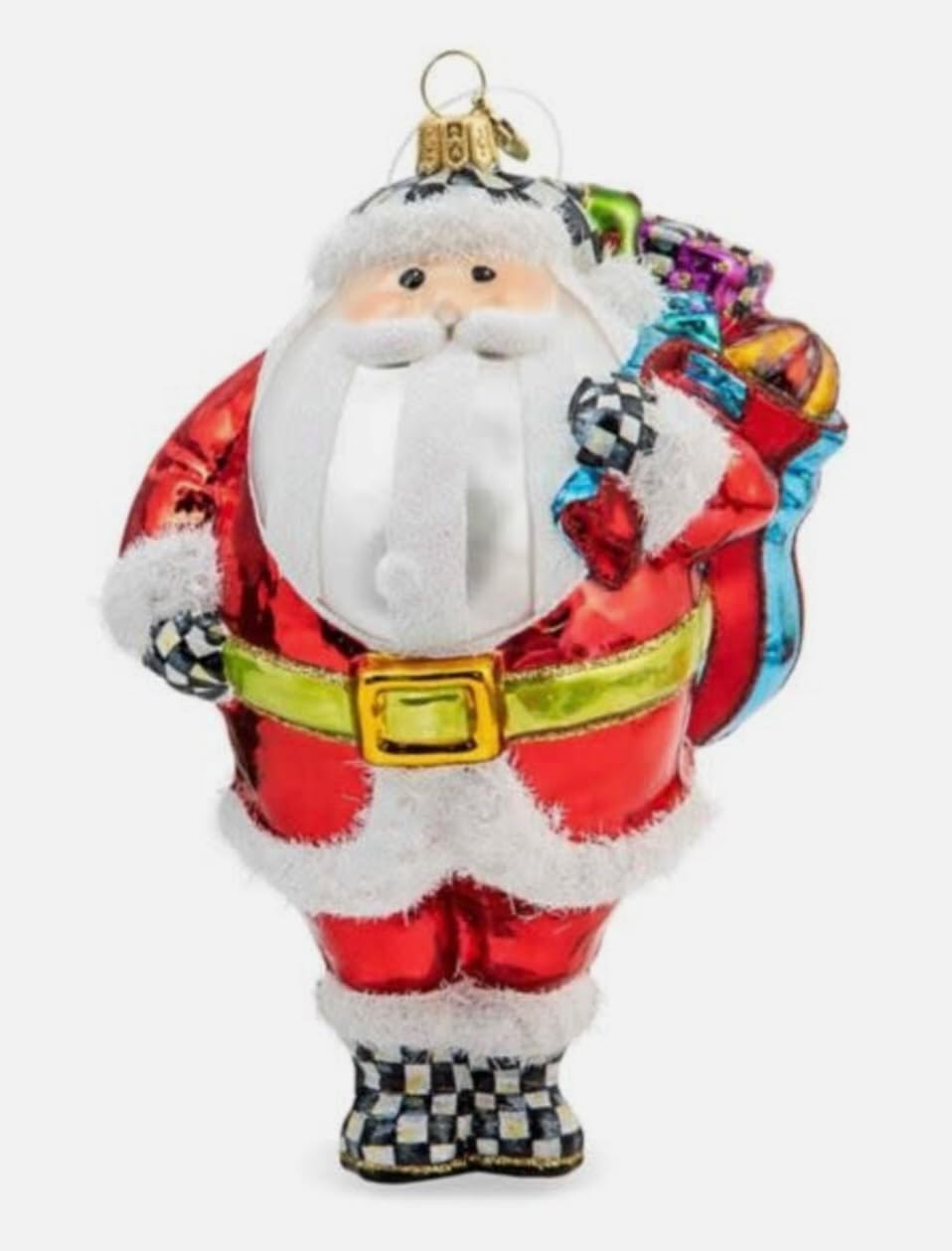 MacKenzie-Childs Granny Kitsch Bountiful Santa Glass Ornament