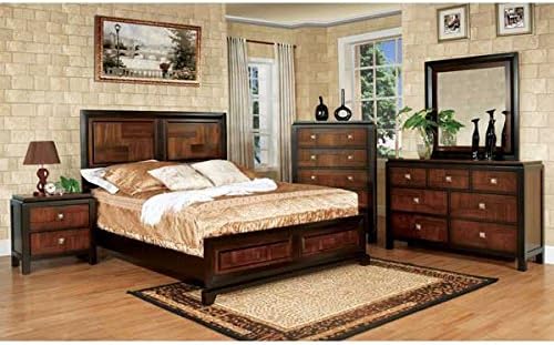 Patra Asian Contemporary Acacia Walnut Cal King Size 6-Piece Bedroom Set