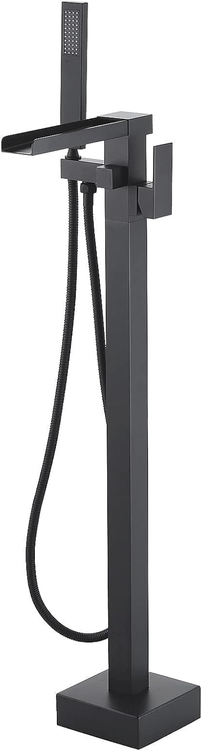 Freestanding Tub Faucet Matte Black: ALEASHA High Flow Max 6.74 GPM Free Standing Tub Filler - Brass Modern Floor Mount Bathtub Faucet with Handheld Shower, for the Ultimate Elegant SPA Experience