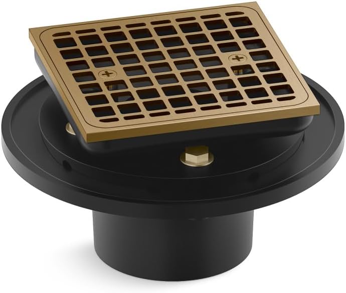 KOHLER K- 22673-2MB SQUARE DESIGN TILE-IN SHOWER DRAIN, Vibrant Brushed Moderne Brass