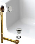 Westbrass A326HBJ-05 25' Brass Bath Waste & Overflow Assembly with European Tip-Toe Drain Plug and Illusionary Faceplate, Polished Nickel