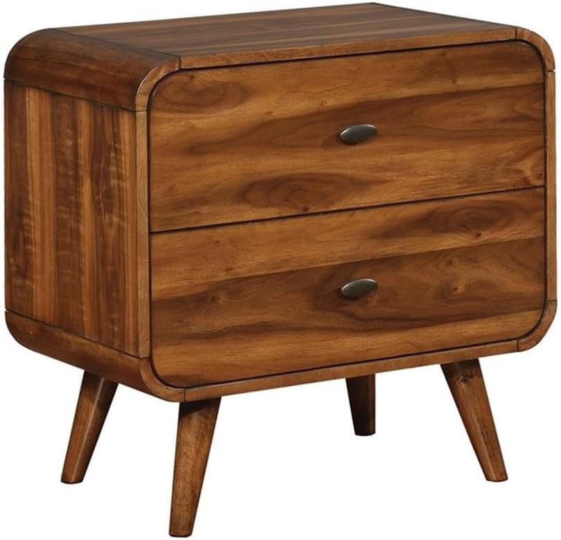 Pemberly Row 5-Piece Eastern King Wood Bedroom Set, Dark Walnut and Dark Gray Finish, Upholstered Headboard, Mid-Century Style with Storage, Includes Bed, Dresser, Mirror, Nightstand, and Chest