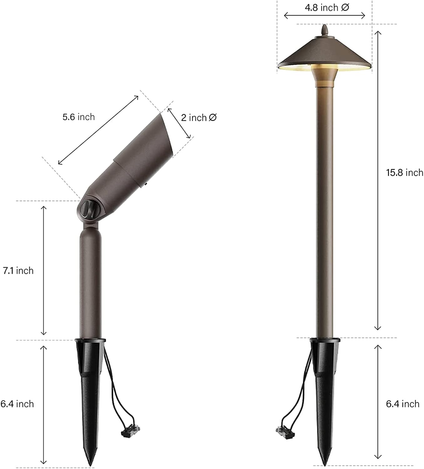 Malibu Low Voltage Landscape Lights Kit Outdoor Pathway Lighting 12V spot Lights 10 Pack with Electrical Wire and Low Voltage Transformer for Outdoor Garden Driveway 8308-9903-10, Bronze