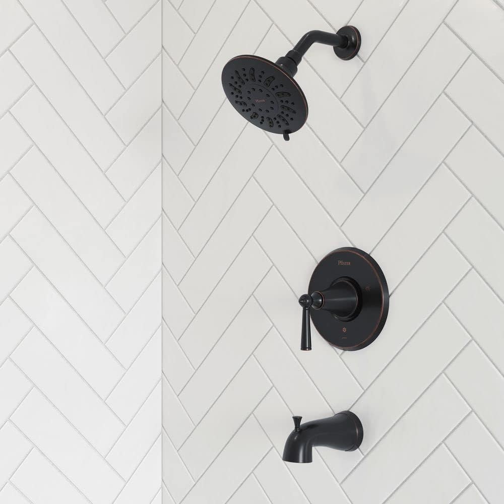 Pfister Saxton Tub & Shower Trim Kit (Valve Not Included), 1-Handle, Tuscan Bronze Finish, LG898GL1Y