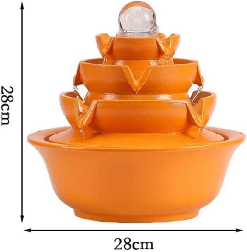 Tabletop Fountain Indoor Water Fountain with Rolling Ball Feng Shui Tabletop Fountain Home Office Decoration(Red)