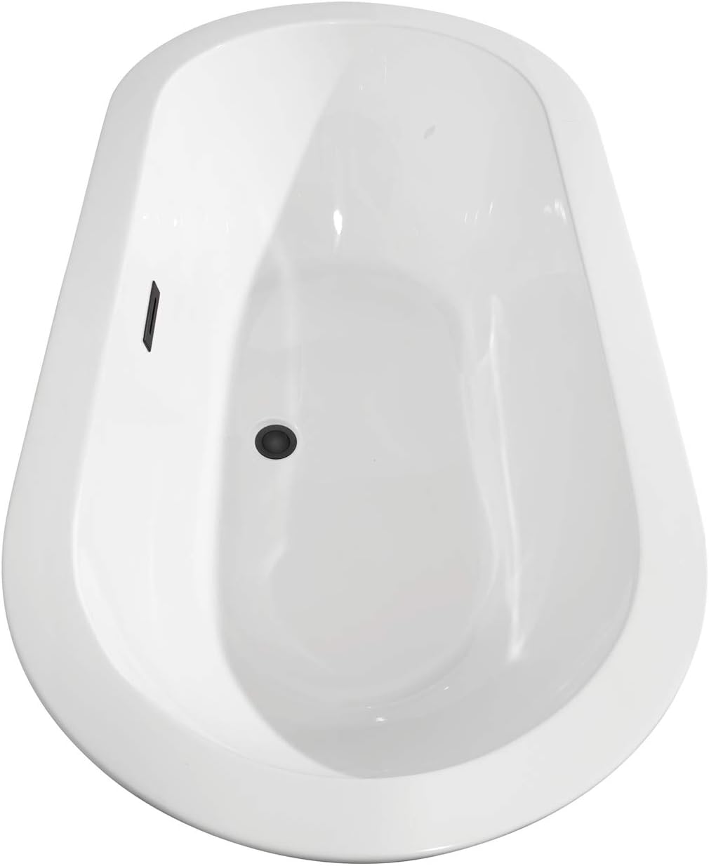 Soho 60 Inch Freestanding Bathtub in White with Floor Mounted Faucet, Drain and Overflow Trim in Matte Black