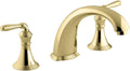 KOHLER T398-4-PB Devonshire Deck Mount Bath Faucet Trim, 3-Hole 2-Handle Bathtub Faucet, Nondiverter Spout, Vibrant Polished Brass