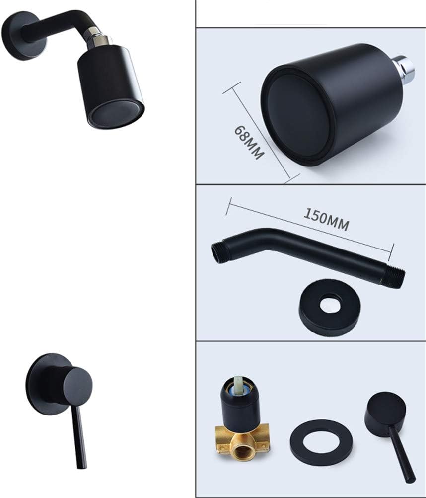 Bathroom Shower Faucet Set in-Wall Copper Brushed Gold/Black/Chrome Shower Head Concealed Shower Set Bath Spray Rainfall Shower System,Black