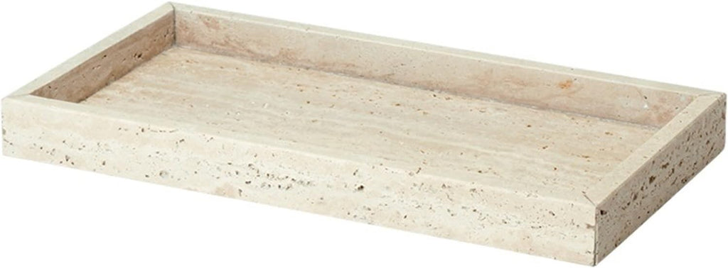 Beige Travertine Bathroom Accessories Set Natural Marble Soap Dispenser Soap Reed Diffuser Vanity Tray Kit Bathroom(Color-19)