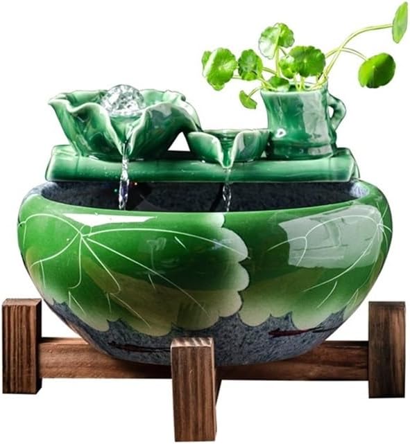Indoor Waterfall Fountain Feng Shui Ornament Ceramic Desktop Fish Tank Tabletop Fountain Water Feature Office Decor,M