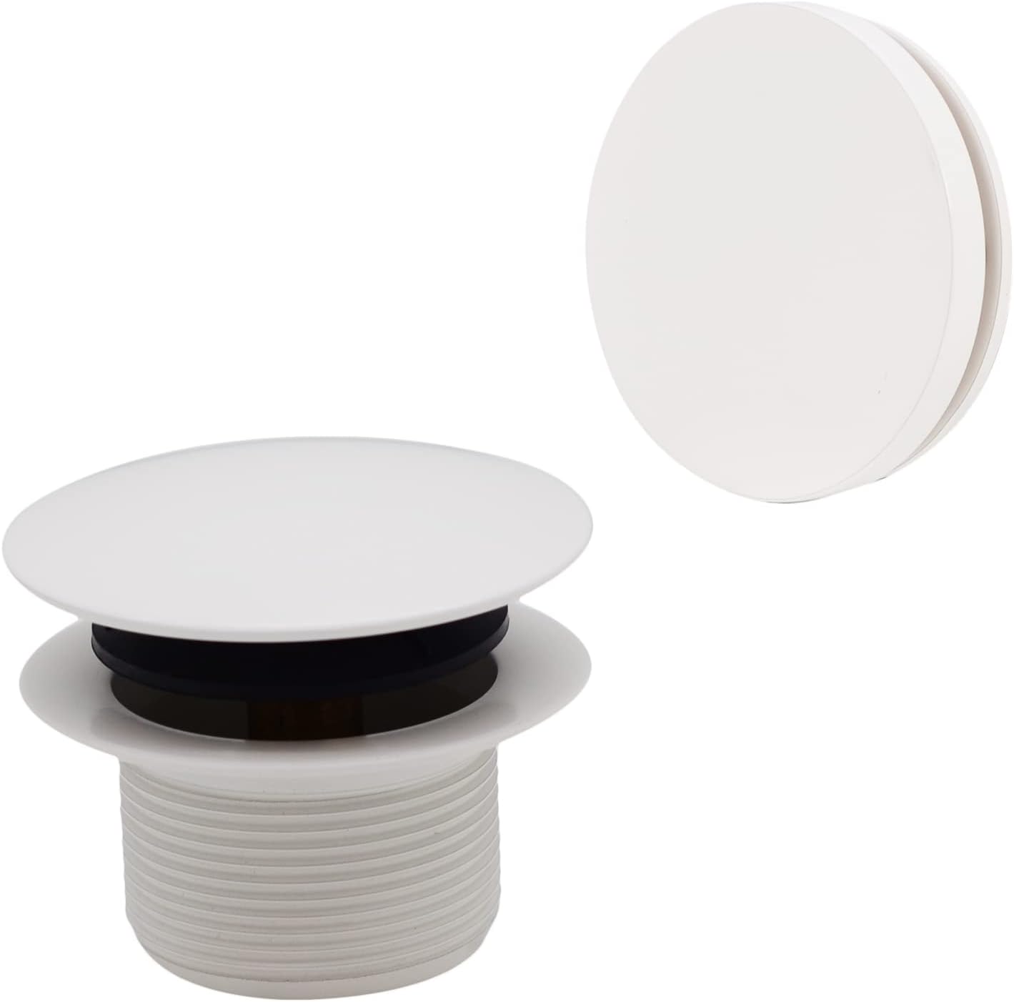 Westbrass A326HBJ-50 25' Brass Bath Waste & Overflow Assembly with European Tip-Toe Drain Plug and Illusionary Faceplate, Powder Coat White