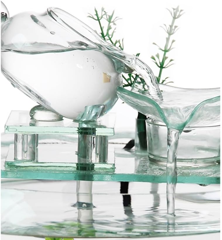 Indoor Waterfall Fountain Original Small Creative Glass Tabletop Fountain Home Aquarium with Water Flow Decor for Living Room Tv Cabinet Tabletop Fountains Decor