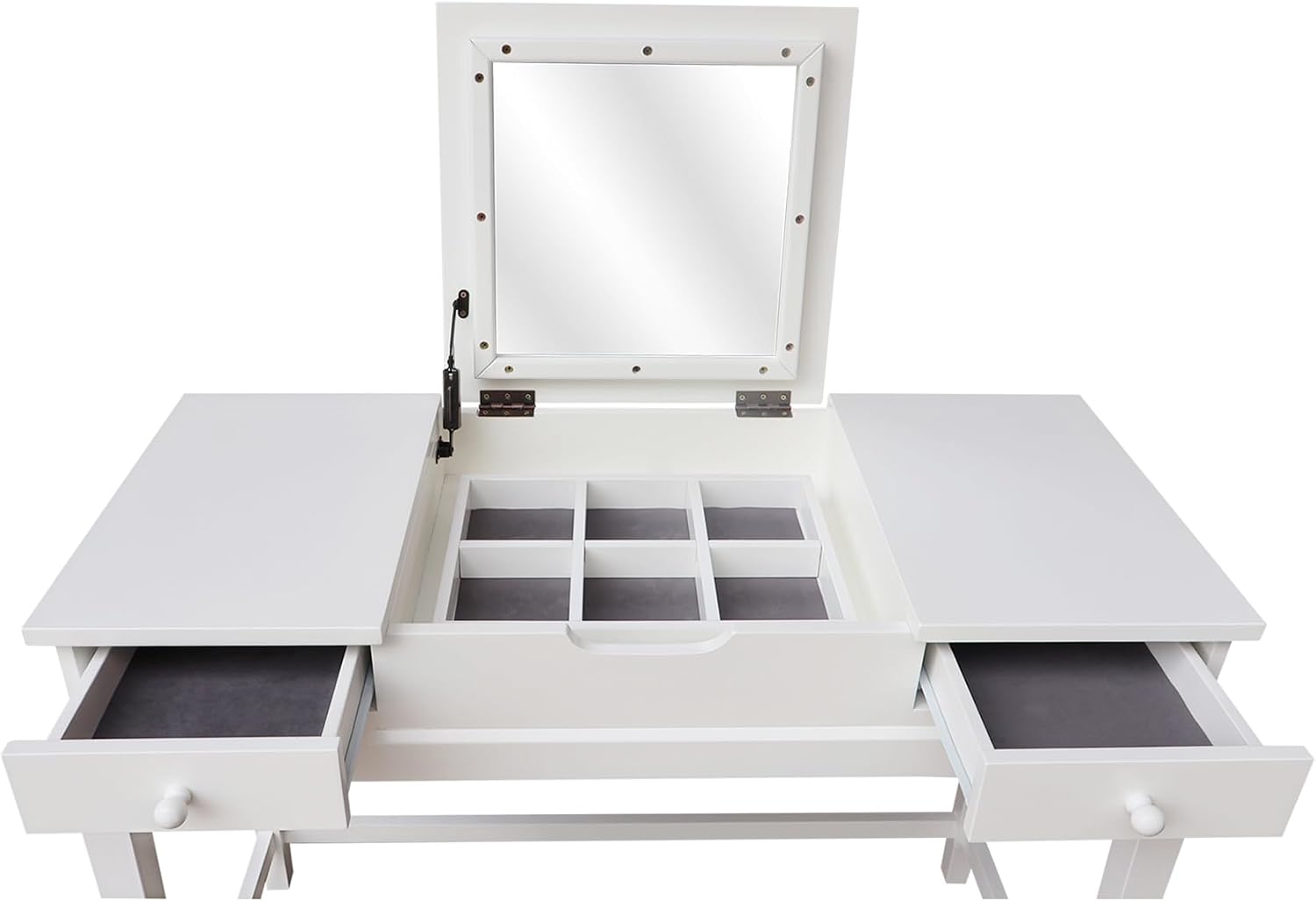 International Concepts Solid Wood Vanity Table with Bench in White