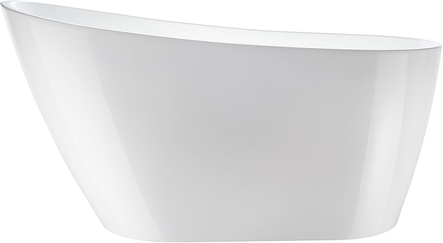 Vanity Art 55 x 28 Inches Freestanding Bathtub White Acrylic Bathtub Modern Stand Alone Soaker Tub with UPC Certified Slotted Overflow and Pop-up Drain for Single Person Bathing