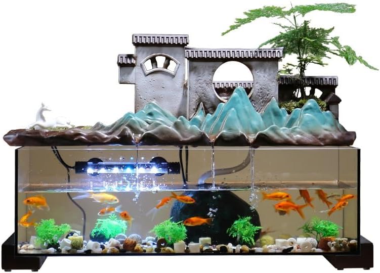 Tabletop Fountains Fish Tank Water Ornaments Living Room Fish Farming Water Circulation Rockery Fountain Office Decoration Indoor Tabletop Water Fountain