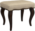 Hillsdale Hamilton Wood and Upholstered Backless Vanity Stool for Makeup Room and Bathroom, Burnished Oak