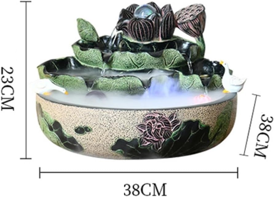 Tabletop Fountain Indoor Tabletop Water Feature Chinese Lotus and Flowing Ornaments