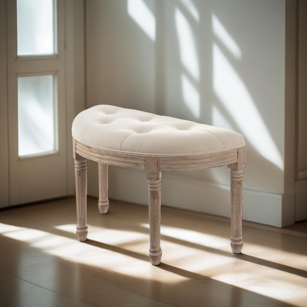 Vintage Piano Stool,Half Moon Bench - Vanity Seat/Dressing Stool/Make Up Chair/Entryway Vintage Bench/French Bench