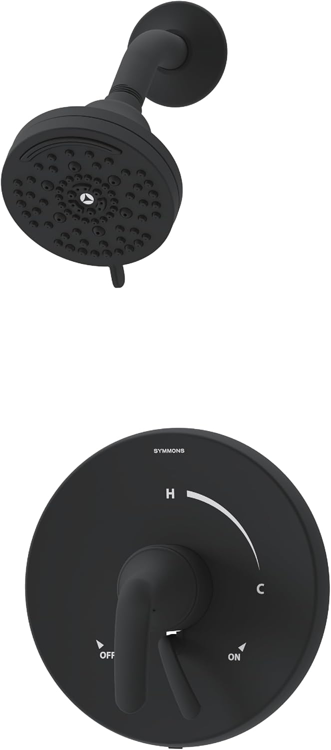 Symmons Elm Single Handle Wall Mount Shower Trim Kit with Integral Volume Control in Matte Black (Valve Not Included) - S5591MB15TRM