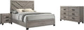 Furniture Rustic Charm Bedroom Set with Chevron Panel Headboard