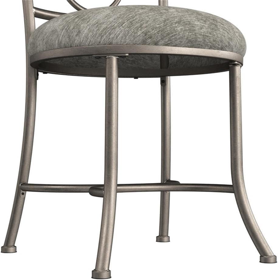 Hillsdale Emerson Metal Vanity Stool, Silver, 51053A