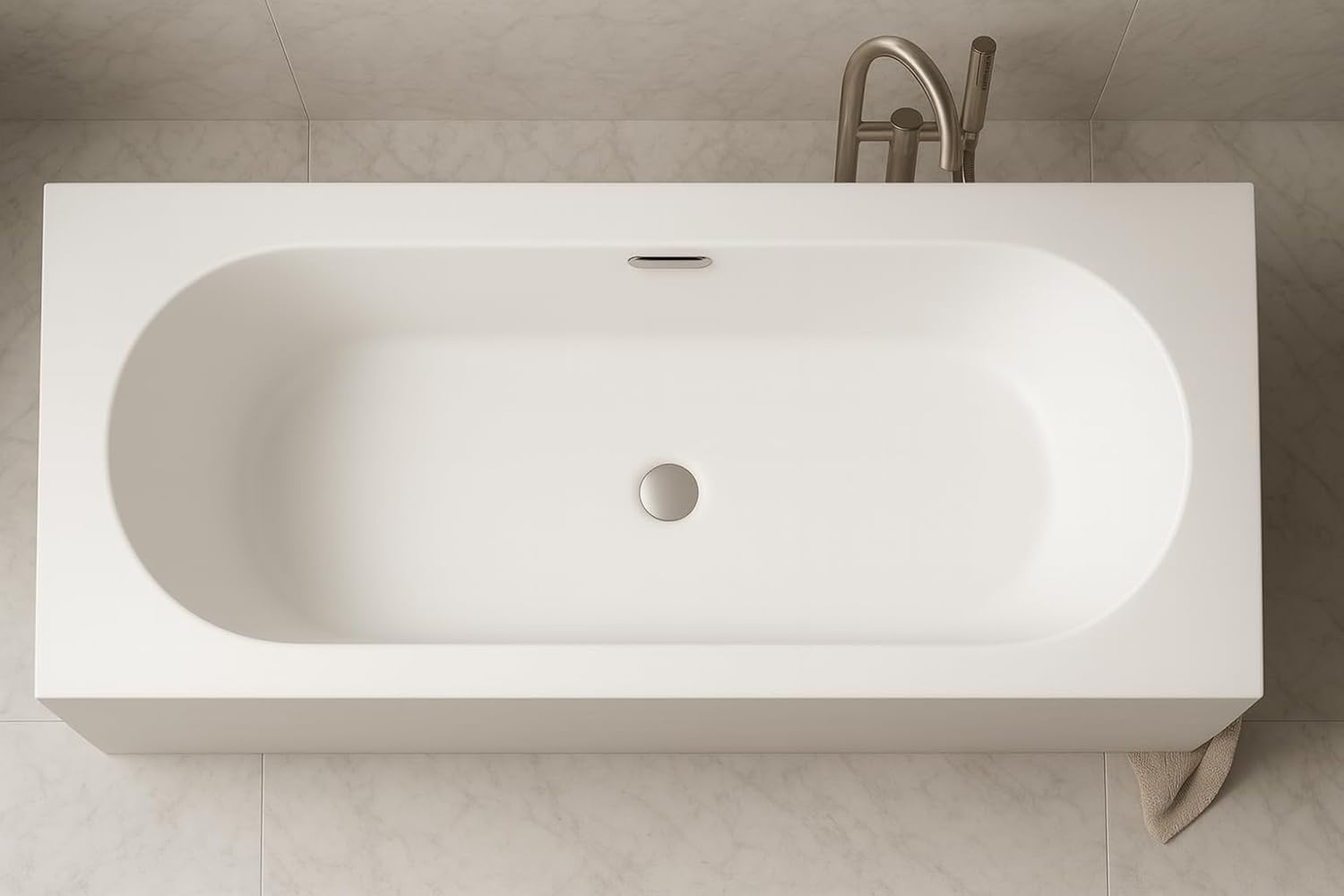 Carver Tubs - Aphrodite 67' - Modern White Minimalist Freestanding Soaking Bathtub, w/Chrome Drain, Rectangle Spacious Acrylic Fiberglass Oval Interior Tub, Deep Relaxing Soak, 67'L x 31.5'W x 23'H