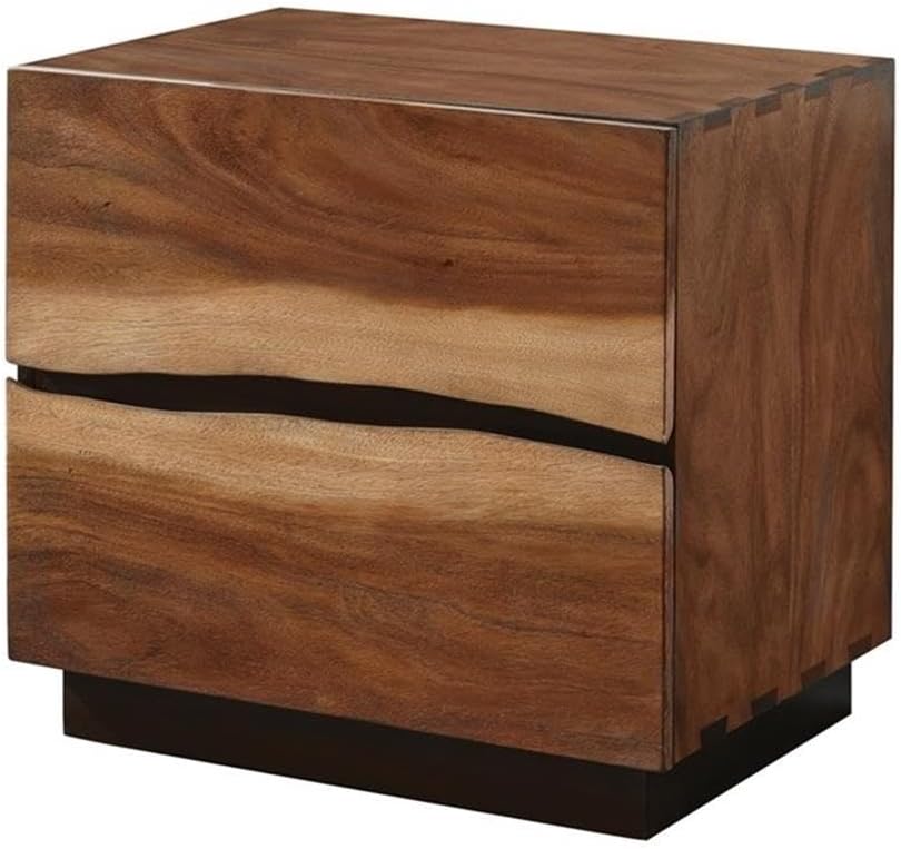 MAKLAINE 5-Piece Wood Eastern King Bedroom Set, Smokey Walnut Finish, Includes Bed with Platform Design, Nightstand, Dresser with Mirror, Chest, Mahogany and Veneer Construction, Modern Master