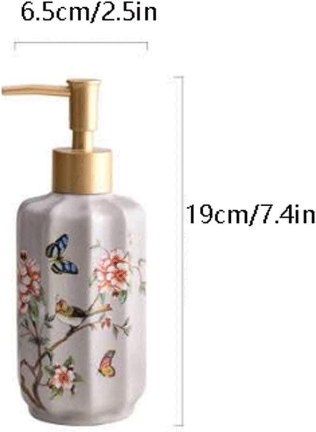 Soap Dispensers Dispenser for Bathroom Kitchen Countertop Lotion and Liquid Ceramic Pump 350ml/11.8 Oz 2.5 X 7.4 in Accessories (Color : Dark Green) (Beige One Size)