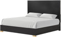 MASARA Contemporary 4-Piece Queen Bedroom Set, Black with Gold Pattern, Felt-Lined Drawers