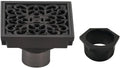 Scroll 4' Brass Square Grid Shower Drain with Hair Strainer, Oil Rubbed Bronze