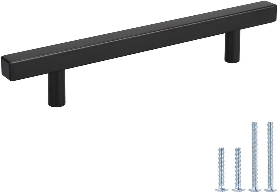 Peaha 5in Drawer Handles T-Pull Cabinet Hardware - PHJ22BK128 Stainless Steel Cabinet Handles Cabinet Drawer Pulls Kitchen Cupboard Pulls Dresser Drawer Pulls