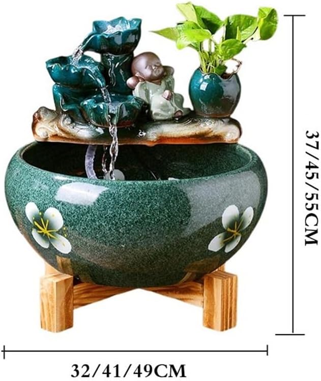 Indoor Waterfall Fountain Ceramic Fish Tank Circulating Water Flow Ornament Indoor Tabletop Fountain,L