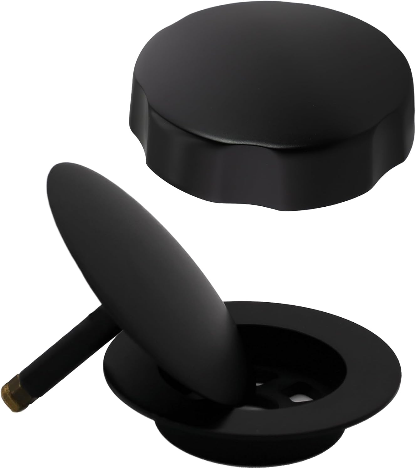 Westbrass A50A35-62 35' SCH. 40 ABS Cable Driven Bath Drain Trim Kit with Rotary Overflow Cover Knob and Pop-Up Stopper, Matte Black