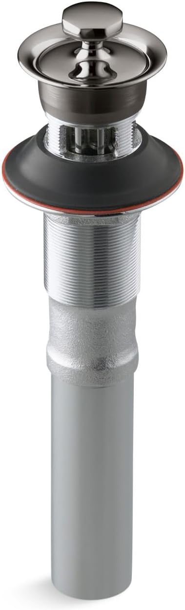 Kohler K-7127-A-TT Lavatory Drain with Non-Removable Metal Stopper and Overflow, Titanium