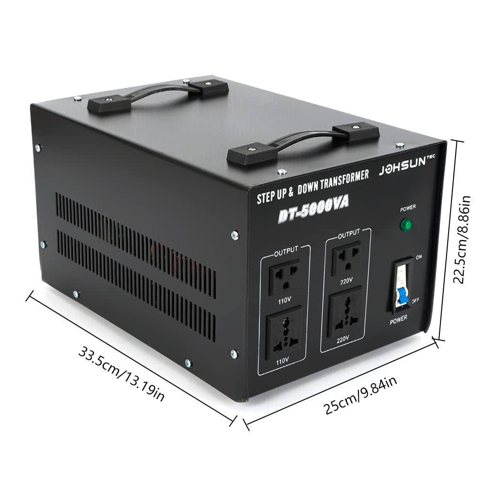 Voltage Converter Transformer, 5000VA Heavy Duty Step Up/Down Transformer Converter(220V to 110V, 110V to 220V), Circuit Break Protection, CE Certified (5000VA)