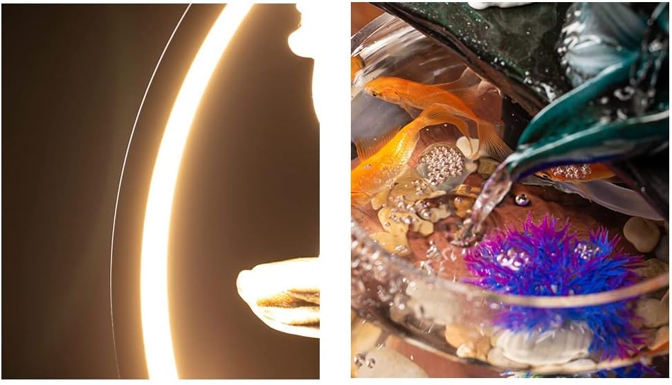 House Decorative Items Tabletop Fountain Water Fountain Ornament with Glass Fish Tank Office Desktop Decoration Home Lucky Ornament Tabletop Waterfall Fountai,A