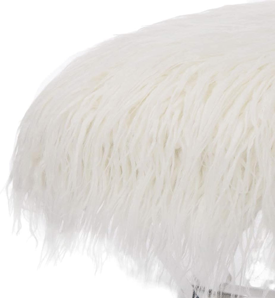 Glitzhome Ottoman Bench, White Faux Fur Ottoman Foot Rest, 25.5' L Modern Vanity Stool Chair with Acrylic Legs for Living Room Bedroom Entryway Makeup Bench End of Bed