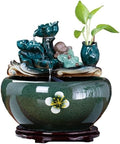 Indoor Waterfall Fountain Ceramic Fish Tank Tabletop Fountain for Indoor and Home Decoration Table Desk Office Patio,L