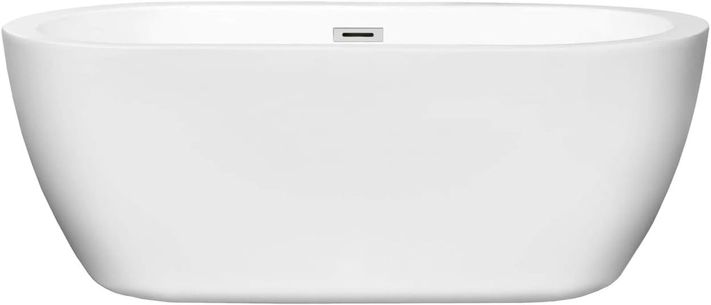 Soho 60 inch Freestanding Bathtub in White with Polished Chrome Drain and Overflow Trim