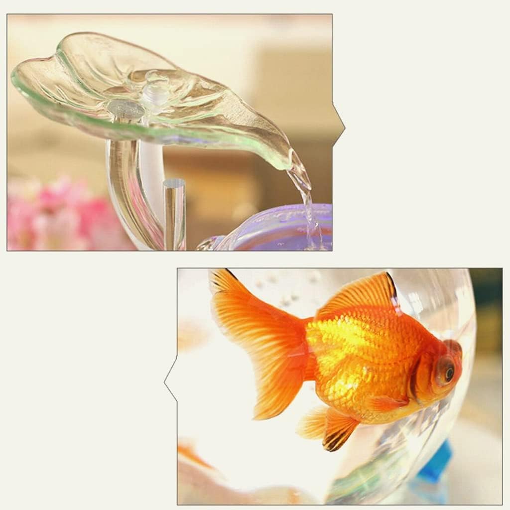 House Decorative Items Desktop Fountain Ceramic Water Fountain with Light Ring Living Room Desktop Water Ornaments Fish Tank Tabletop Waterfall Fountain,A