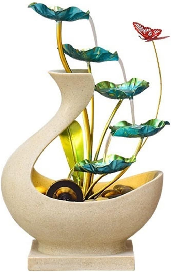 Tabletop Fountain Water Fountain 5 Tier Lotus Leaf Tabletop Fountain Relaxation Waterfall for Room Decoration
