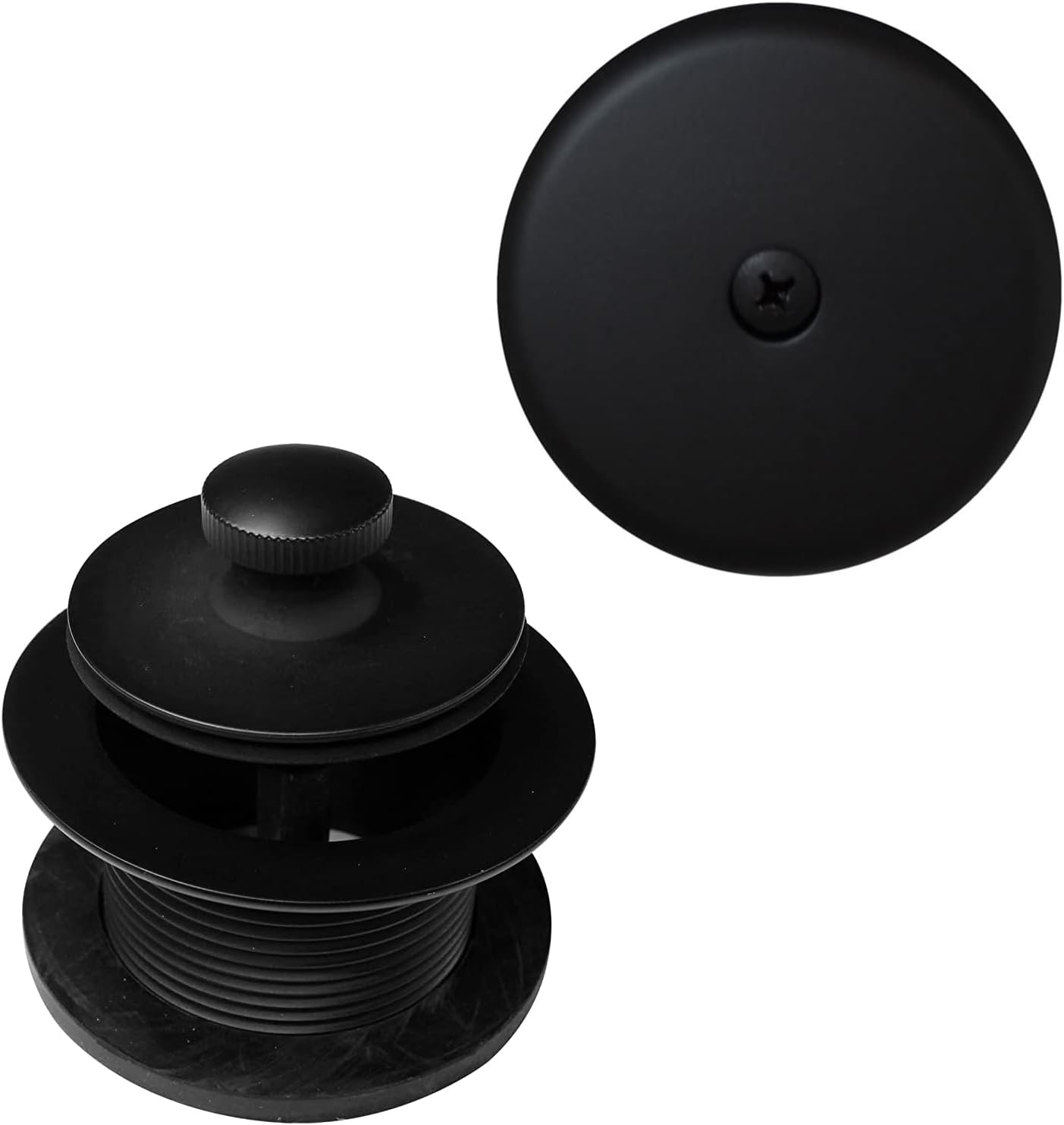 Westbrass D49721-4-62 1-1/2' Bath Waste & Overflow Assembly with Pull Drain Stopper and One-Hole Faceplate Top Elbow - Sch. 40 PVC, Matte Black (4-Pack)
