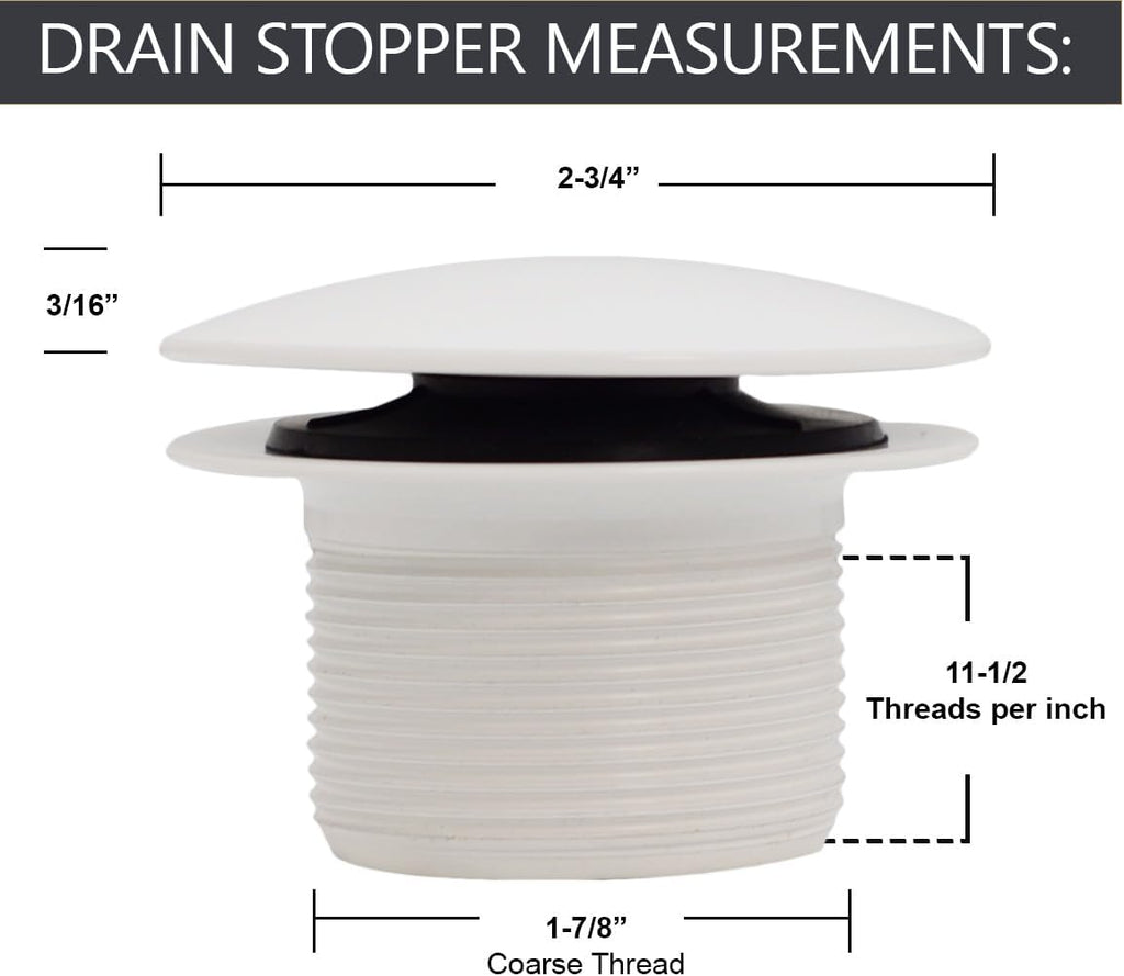 Westbrass D398R-50-50 1-1/2' NPSM Coarse Thread Mushroom Tip-Toe Bathtub Drain Stopper, Powder Coat White (50-Pack)