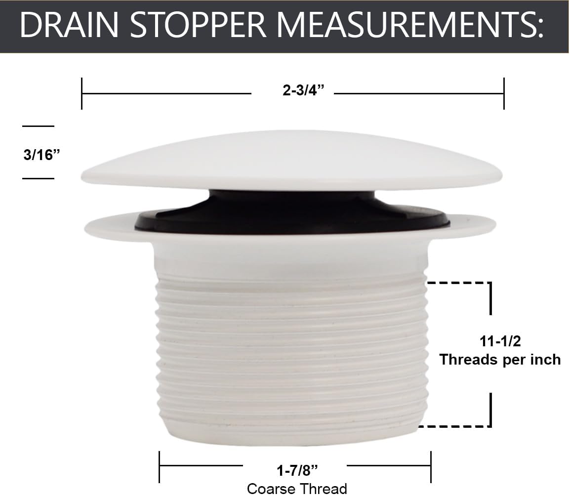 Westbrass D398R-50-50 1-1/2' NPSM Coarse Thread Mushroom Tip-Toe Bathtub Drain Stopper, Powder Coat White (50-Pack)